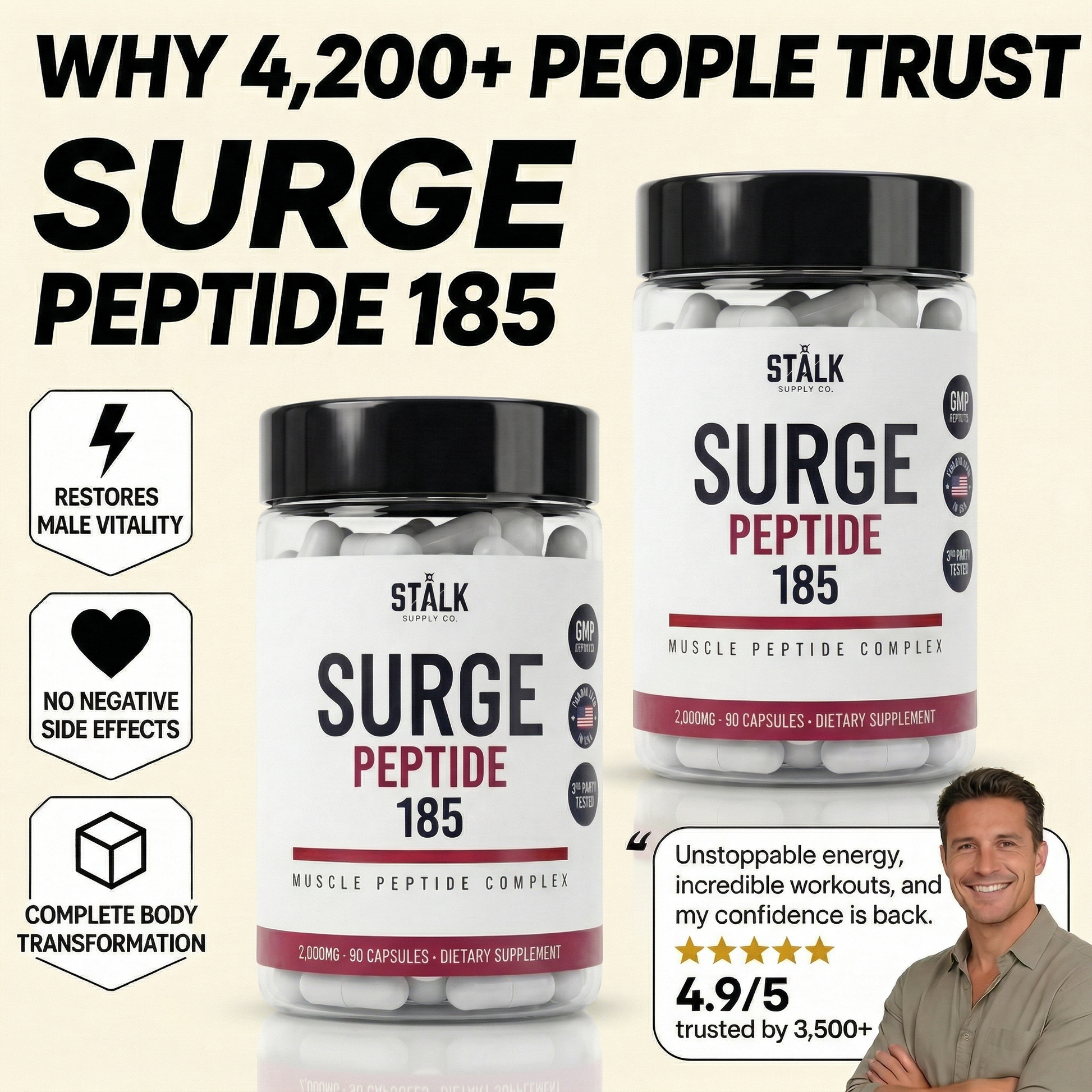 STALK Muscle Peptide 185 ingredients and supplement facts - DL-185 leucine dipeptide formula
