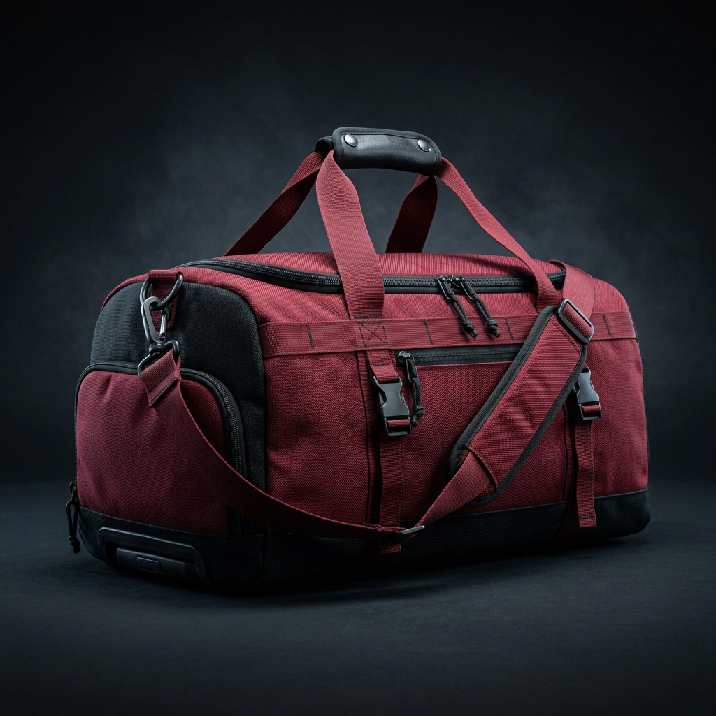 STÅLK DUFFEL 30 in Royal Aubergine (#3D1F4C), 30L ballistic nylon gym duffel with ventilated shoe compartment