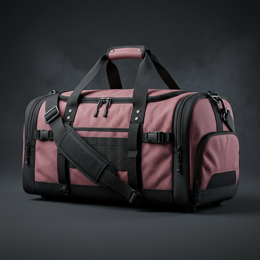 STÅLK DUFFEL 30 in Dusty Rose (#B07A85), 30L ballistic nylon gym duffel with ventilated shoe compartment