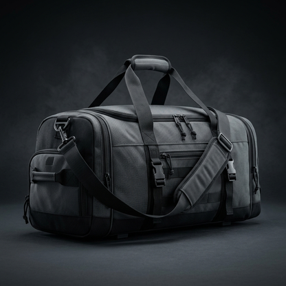 STÅLK DUFFEL 30 in Gunmetal Gray (#3A3A3A), 30L ballistic nylon gym duffel with ventilated shoe compartment