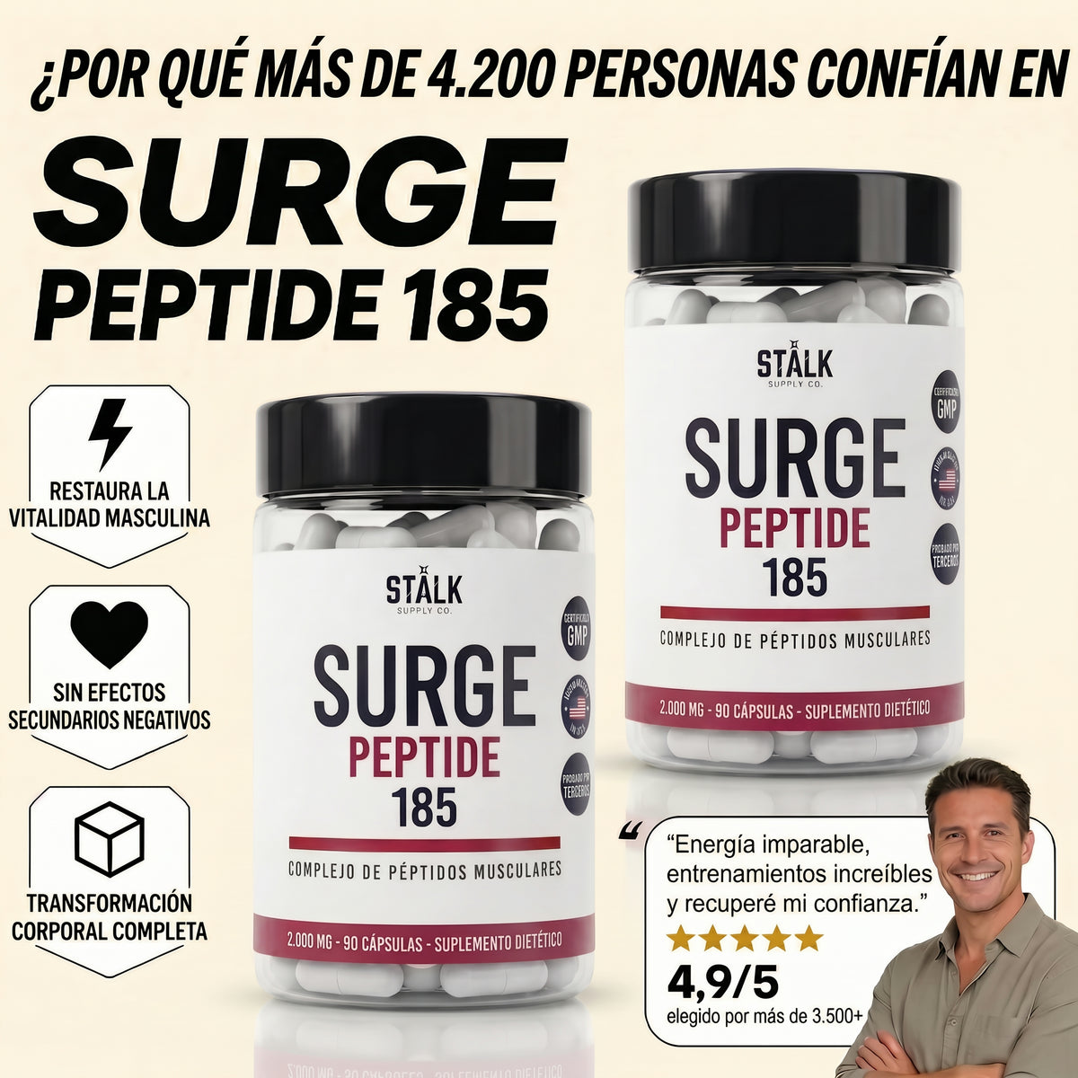 STÅLK SURGE 185™ Complejo Anabólico Muscular | Desarrolla Músculo Magro 3 Veces Más Rápido