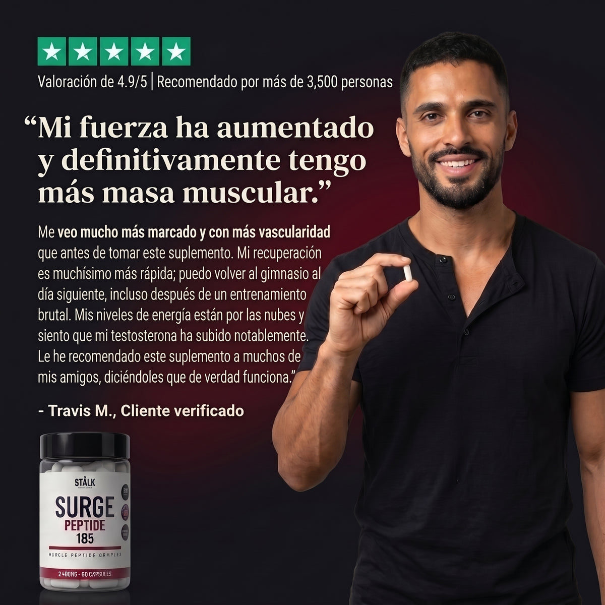 STÅLK SURGE 185™ Complejo Anabólico Muscular | Desarrolla Músculo Magro 3 Veces Más Rápido