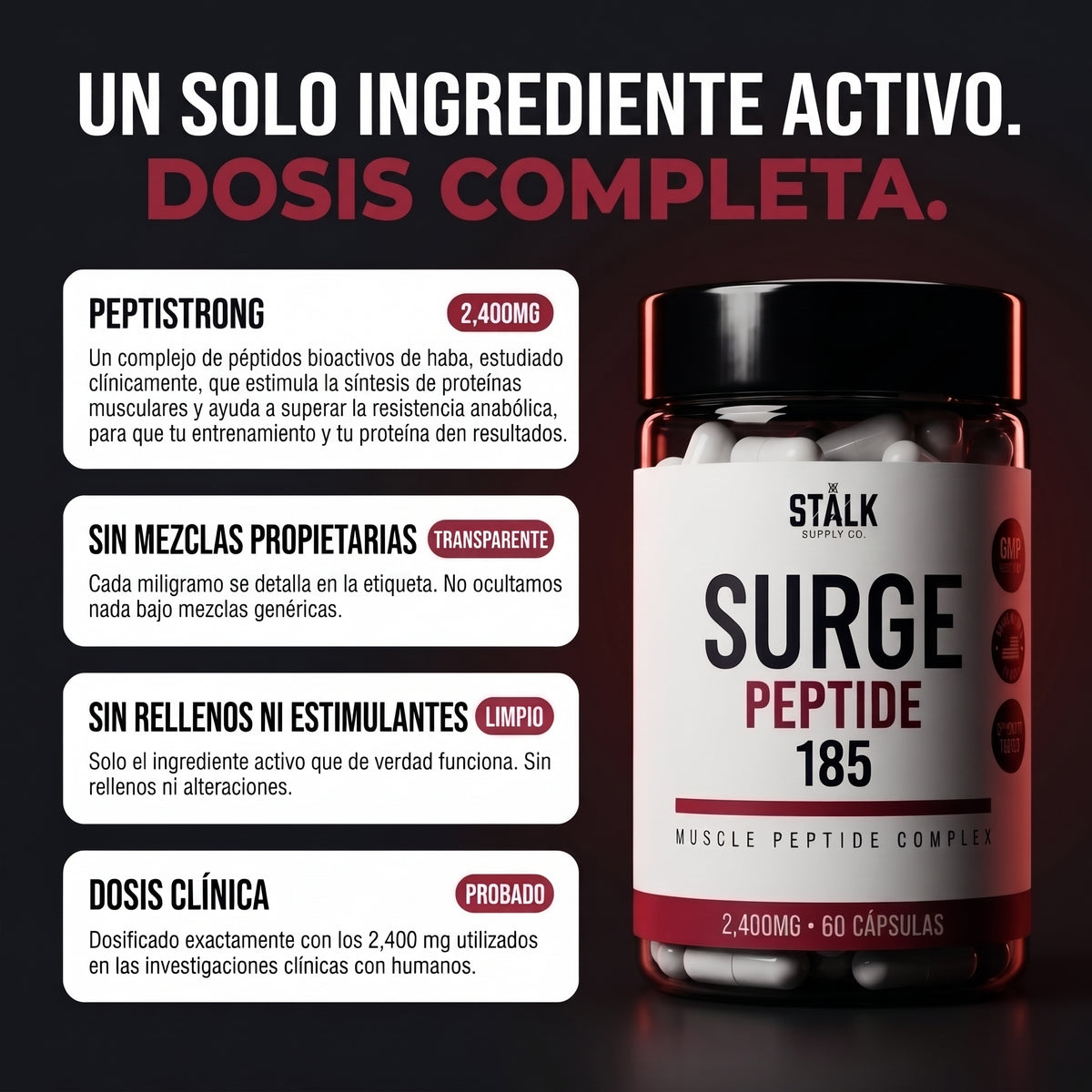 STÅLK SURGE 185™ Complejo Anabólico Muscular | Desarrolla Músculo Magro 3 Veces Más Rápido