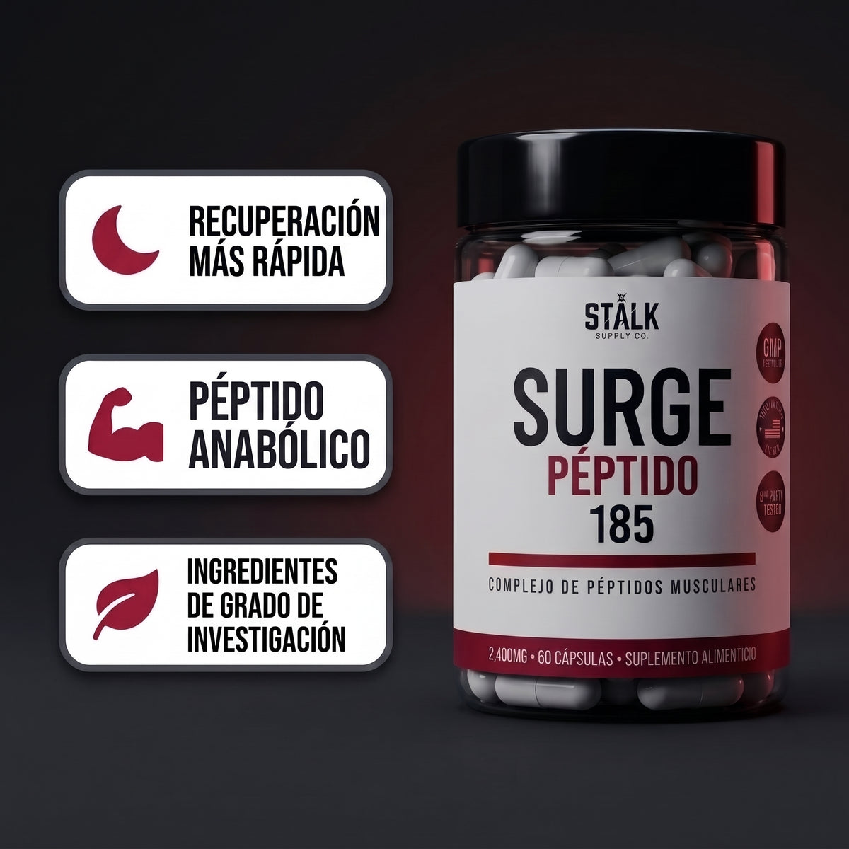 STÅLK SURGE 185™ Complejo Anabólico Muscular | Desarrolla Músculo Magro 3 Veces Más Rápido